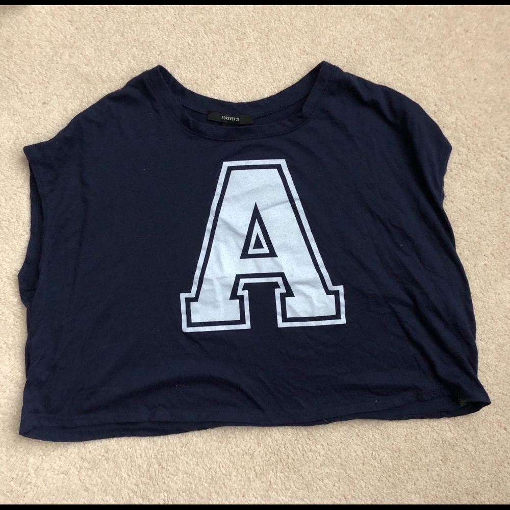 Forever 21 Navy Blue A Boxy Crop Top Size Small